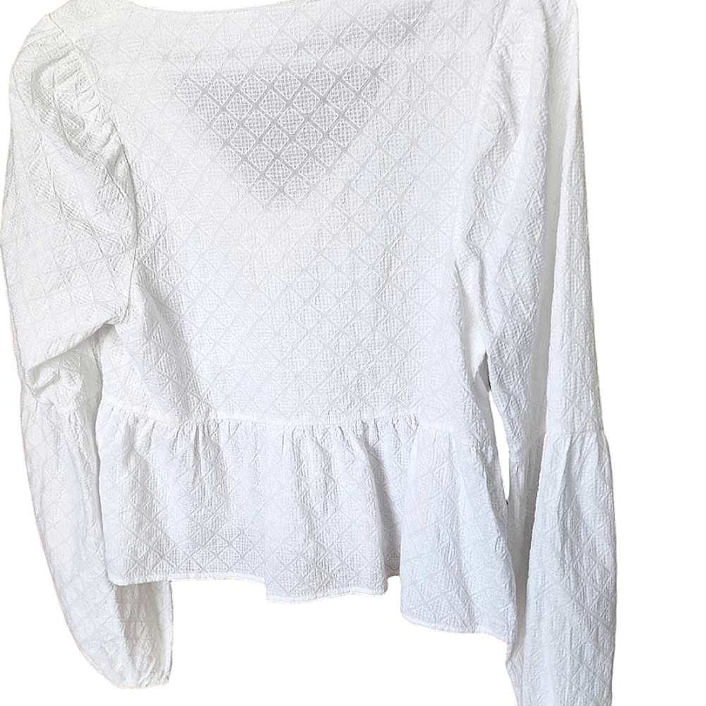 HIDDEN WAY top white blouse 100% cotton Size 10 - Picture 2 of 8